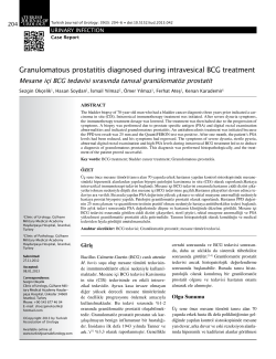 Granulomatous prostatitis diagnosed during intravesical BCG treatment Sezgin Okçelik , Hasan Soydan