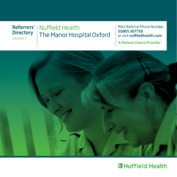 Nuffield Health  The Manor Hospital Oxford Referrers’