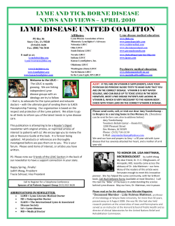 LYME DISEASE UNITED COALITION LYME AND TICK BORNE DISEASE