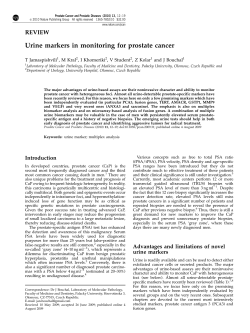 Urine markers in monitoring for prostate cancer REVIEW T Jamaspishvili , M Kral