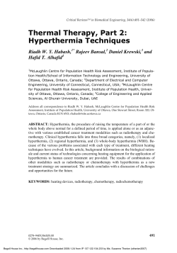 Thermal Therapy, Part 2: Hyperthermia Techniques Riadh W. Y. Habash, Rajeev Bansal,