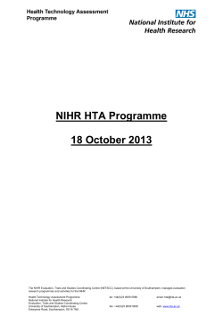 NIHR HTA Programme 18 October 2013