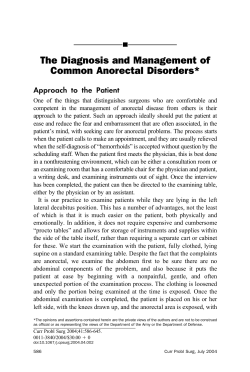 The Diagnosis and Management of Common Anorectal Disorders* Approach to the Patient
