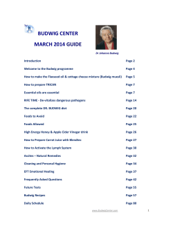 BUDWIG CENTER MARCH 2014  GUIDE