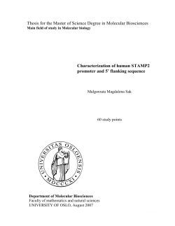 Thesis for the Master of Science Degree in Molecular Biosciences