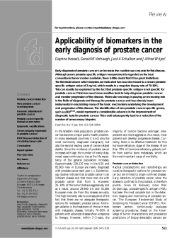 Applicability of biomarkers in the early diagnosis of prostate cancer Review