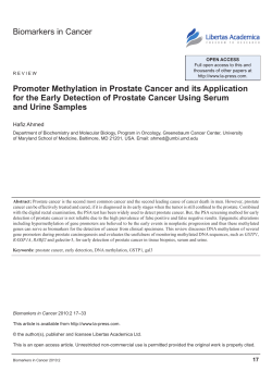 Biomarkers in Cancer promoter Methylation in prostate cancer and its Application