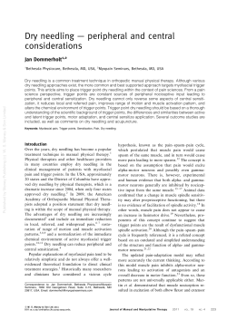 Dry needling — peripheral and central considerations Jan Dommerholt