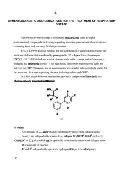 BIPHENYLOXYACETIC ACID DERIVATIVES FOR THE TREATMENT OF RESPIRATORY DISEASE acids as useful
