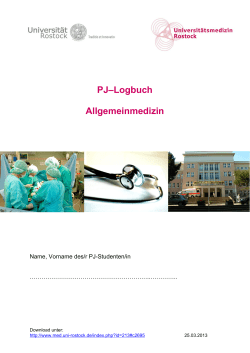 PJ–Logbuch  Allgemeinmedizin Name, Vorname des/r PJ-Studenten/in