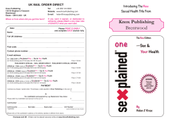Knox Publishing UK MAIL ORDER DIRECT Introducing The Sexual Health Title From