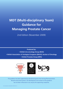 MDT (Multi-disciplinary Team) Guidance for Managing Prostate Cancer 2nd Edition (November 2009)