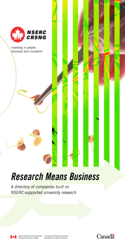 Research Means Business A directory of companies built on NSERC-supported university research