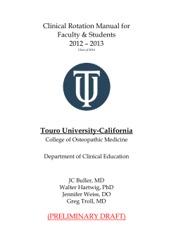 Touro University-California  Clinical Rotation Manual for Faculty &amp; Students