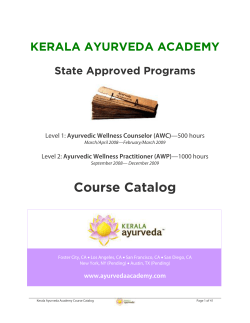 Course Catalog KERALA AYURVEDA ACADEMY  State Approved Programs