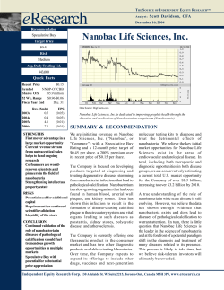 e Nanobac Life Sciences, Inc. Scott Davidson, CFA Quick Facts