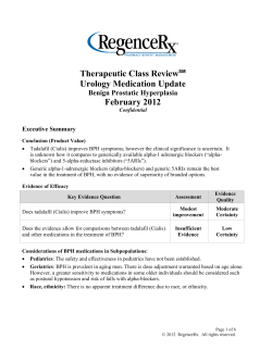 Therapeutic Class Review Urology Medication Update February 2012