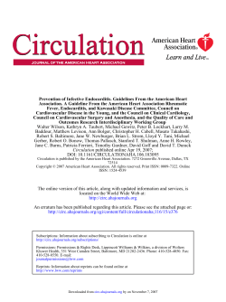 Prevention of Infective Endocarditis. Guidelines From the American Heart