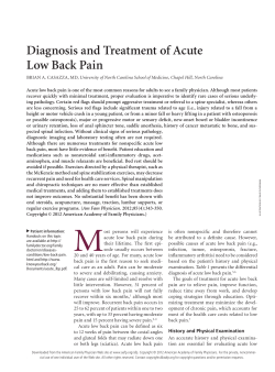Diagnosis and Treatment of Acute Low Back Pain