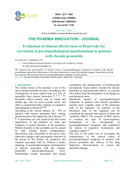 THE PHARMA INNOVATION - JOURNAL correction of psychopathological manifestations in patients