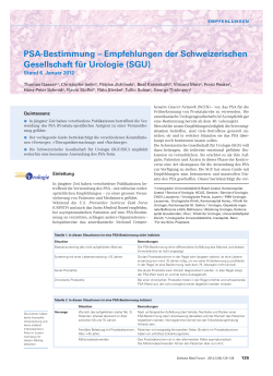 PSA-Bestimmung – Empfehlungen der Schweizerischen Gesellschaft für Urologie (SGU)