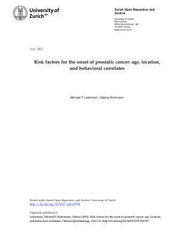 Risk factors for the onset of prostatic cancer: age, location, Archive