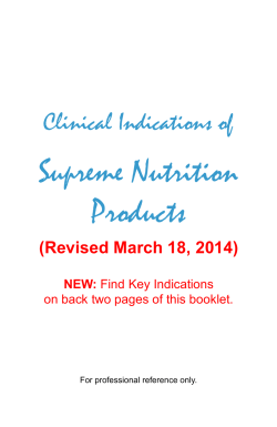 Supreme Nutrition Products Clinical Indications of (Revised March 18, 2014)