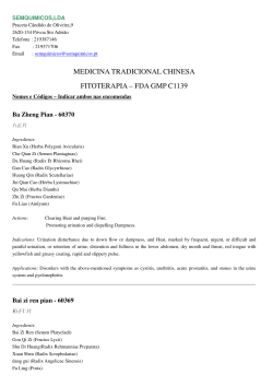 MEDICINA TRADICIONAL CHINESA FITOTERAPIA – FDA GMP C1139 SEMQUIMICOS,LDA