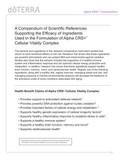 A Compendium of Scientific References Supporting the Efficacy of Ingredients