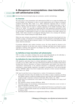 8 . Management recommendations: clean intermittent self catheterisation (CISC) 8 .1 Overview