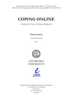Gothenburg Studies in Informatics, Report 37, February 2007