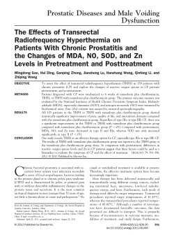 Prostatic Diseases and Male Voiding Dysfunction The Effects of Transrectal Radiofrequency Hyperthermia on