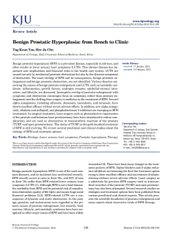 Benign Prostatic Hyperplasia: from Bench to Clinic Review Article www.kjurology.org