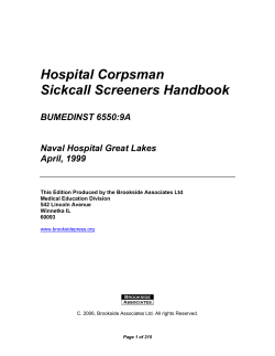 Hospital Corpsman Sickcall Screeners Handbook  BUMEDINST 6550:9A