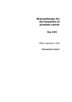Brachytherapy for the treatment of prostate cancer May 2005