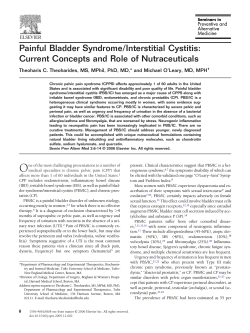 Painful Bladder Syndrome/Interstitial Cystitis: Current Concepts and Role of Nutraceuticals