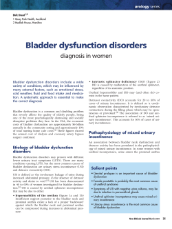 Bladder dysfunction disorders diagnosis in women urology Bladder dysfunction disorders include a wide