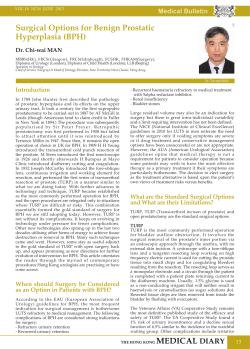 Surgical Options for Benign Prostatic Hyperplasia (BPH) Medical Bulletin Dr. Chi-wai MAN