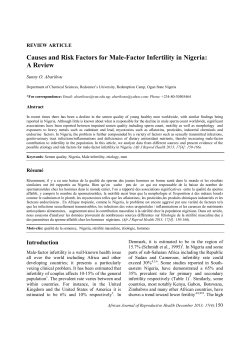 Causes and Risk Factors for Male-Factor Infertility in Nigeria: A Review