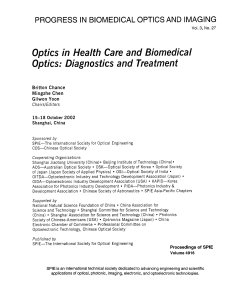 Optics: Diagnostics Optics Biomedical in Health
