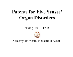 Patents for Five Senses’ Organ Disorders Academy of Oriental Medicine at Austin