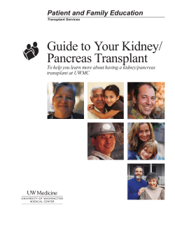 Guide to Your Kidney/ Pancreas Transplant Patient and Family Education