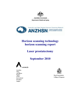 Horizon scanning technology horizon scanning report Laser prostatectomy September 2010