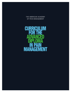 CurriCulum for the in pAin mAnAgement