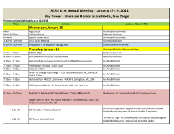SGSU 61st Annual Meeting - January 15-19, 2014 Wednesday, January 15