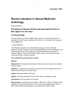 Recent Literature in Sexual Medicine/ Andrology