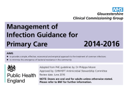 2014-2016 Management of Infection Guidance for Primary Care