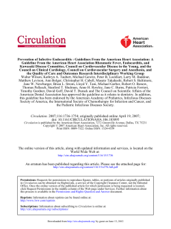 Prevention of Infective Endocarditis : Guidelines From the American Heart... Guideline From the American Heart Association Rheumatic Fever, Endocarditis, and