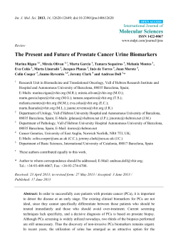Molecular Sciences The Present and Future of Prostate Cancer Urine Biomarkers