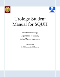 Urology Student Manual for SQUH Division of Urology Department of Surgery
